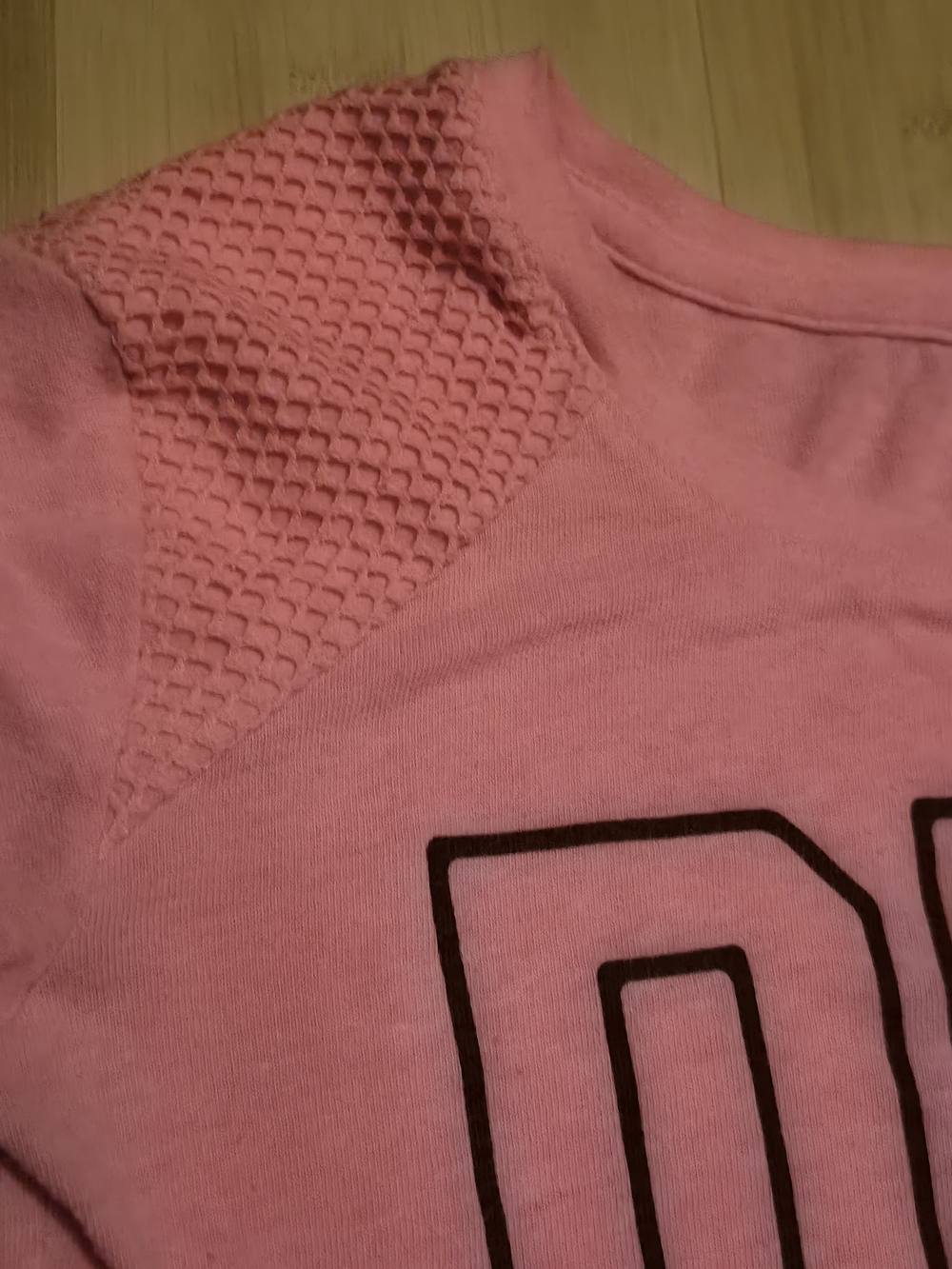 PINK Victoria's Secret Pink Waffle Shoulder Crewneck Top XS Logo Sweatshirt - Picture 3 of 11